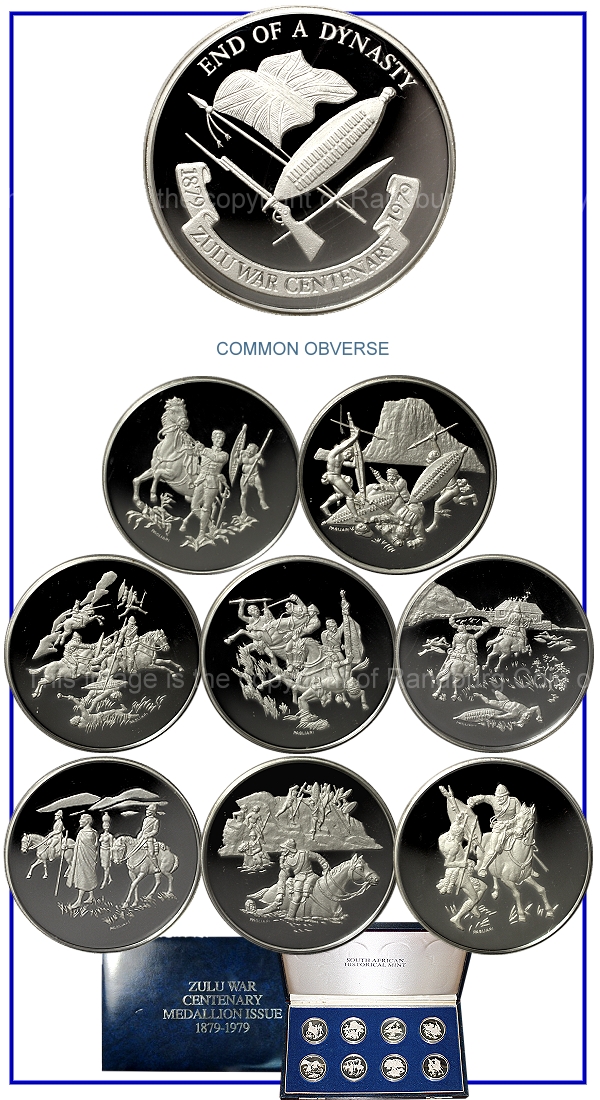 1979 Sterling Silver 1879 Zulu War Centenary 8 Medallion Set | RSA